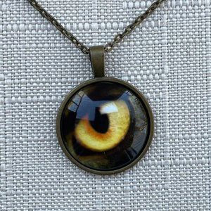 Fashion Necklace Bronze Tone Chain Cabochon Pendant Jewelry